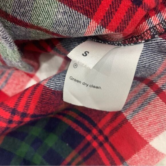 Reformation Women Plaid Flannel Button Up Shirt Size Small Red White Long Sleeve - Picture 4 of 9
